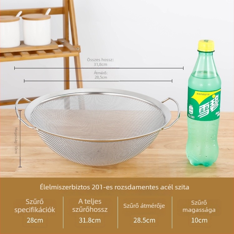 Rozsdamentes acél szűrőháló cukorra, szezámmal, szója tejhez, tejes teához és gyümölcsléhez – 304