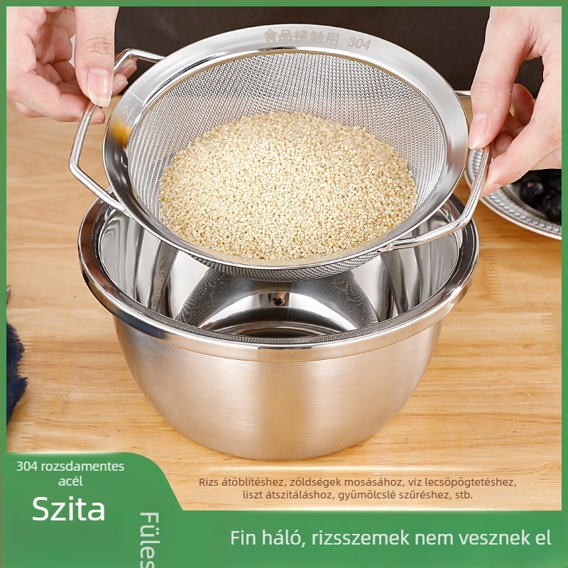 Rozsdamentes acél szűrőháló cukorra, szezámmal, szója tejhez, tejes teához és gyümölcsléhez – 304