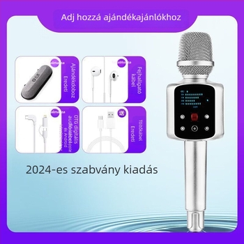 R2Pro karaoke mikrofon beépített hangkártyával – otthoni KTV készlet, állítható hangirányítás, SNR ≥ 70 dB