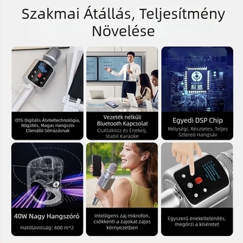 R2Pro karaoke mikrofon beépített hangkártyával – otthoni KTV készlet, állítható hangirányítás, SNR ≥ 70 dB