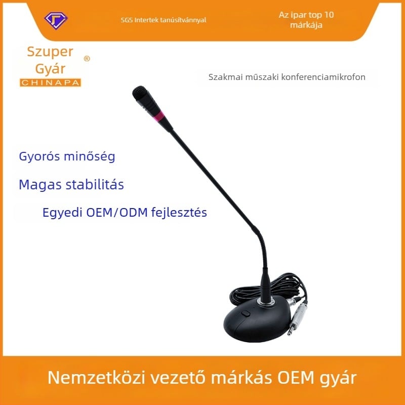 Gooseneck konferencia kondenzátor mikrofon — 40 Hz–16 kHz, érzékenység -40 dB ±2 dB, 48V tápegység