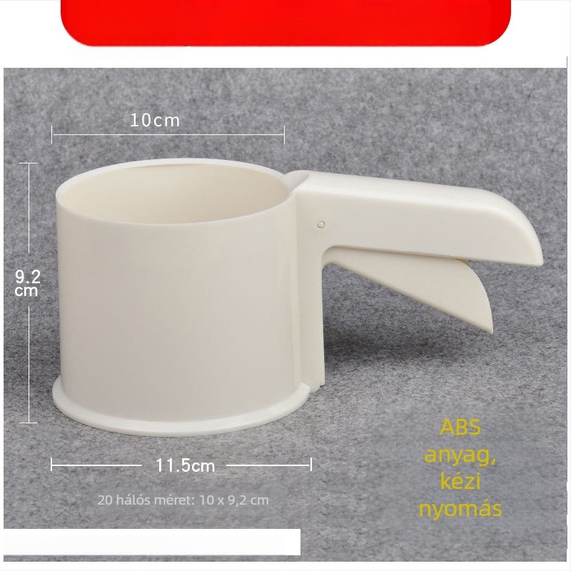 Kétrétegű liszt-szitó pohár, 24-es hálóval, félautomata kézi működés, rozsdamentes acélból