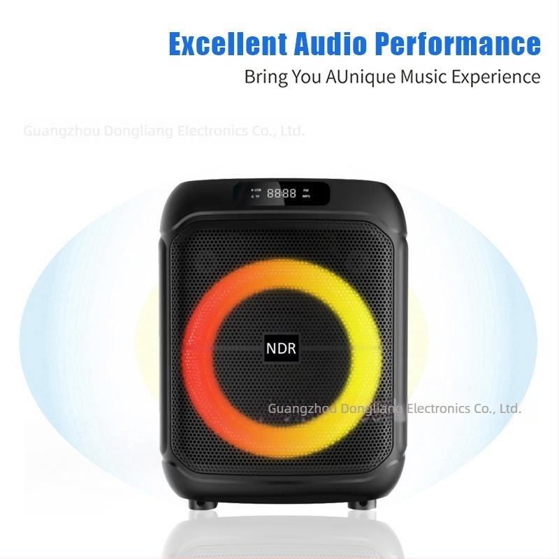 NDR-1745 Hordozható otthoni karaoke hangsugárzó subwooferrel és két vezeték nélküli mikrofonnal, Bluetooth 5.0, 20W, 100Hz-20kHz, SNR ≥95dB, beépített akkumulátor