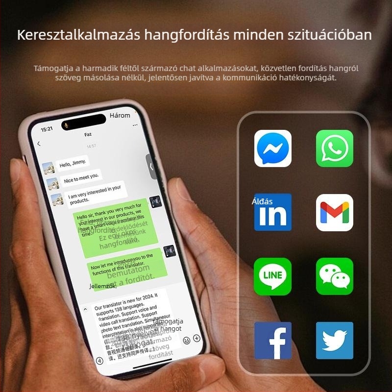 Intelligens fordító valós idejű videó- és hangfordítással, szimultán tolmácsolás, Bluetooth, alumíniumötvözet, telefon-tartó
