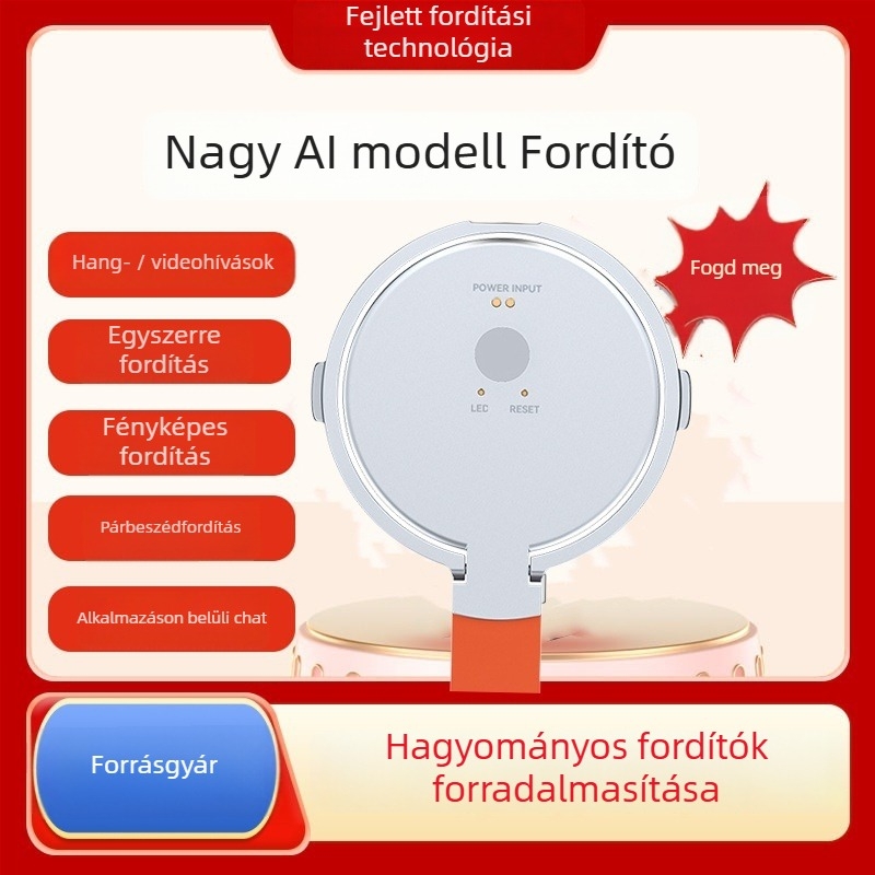 Intelligens fordító valós idejű videó- és hangfordítással, szimultán tolmácsolás, Bluetooth, alumíniumötvözet, telefon-tartó