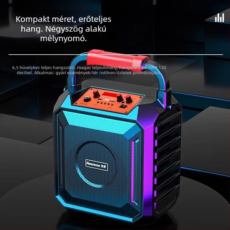 Newman hordozható Bluetooth hangszóró kültéri használatra és karaokehoz, 18W, Bluetooth 5.0, akkumulátor 4000-6000 mAh, frekvencia 80 Hz-18 kHz, SNR ≥75 dB