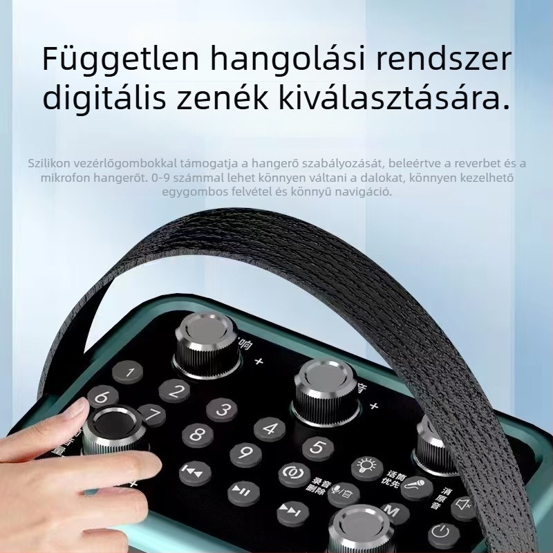 Kültéri karaoke Bluetooth hangszóró, hordozható, 30W, beépített 6000mAh akkumulátor, Bluetooth 5.3, 20Hz–20kHz, SNR ≥70dB