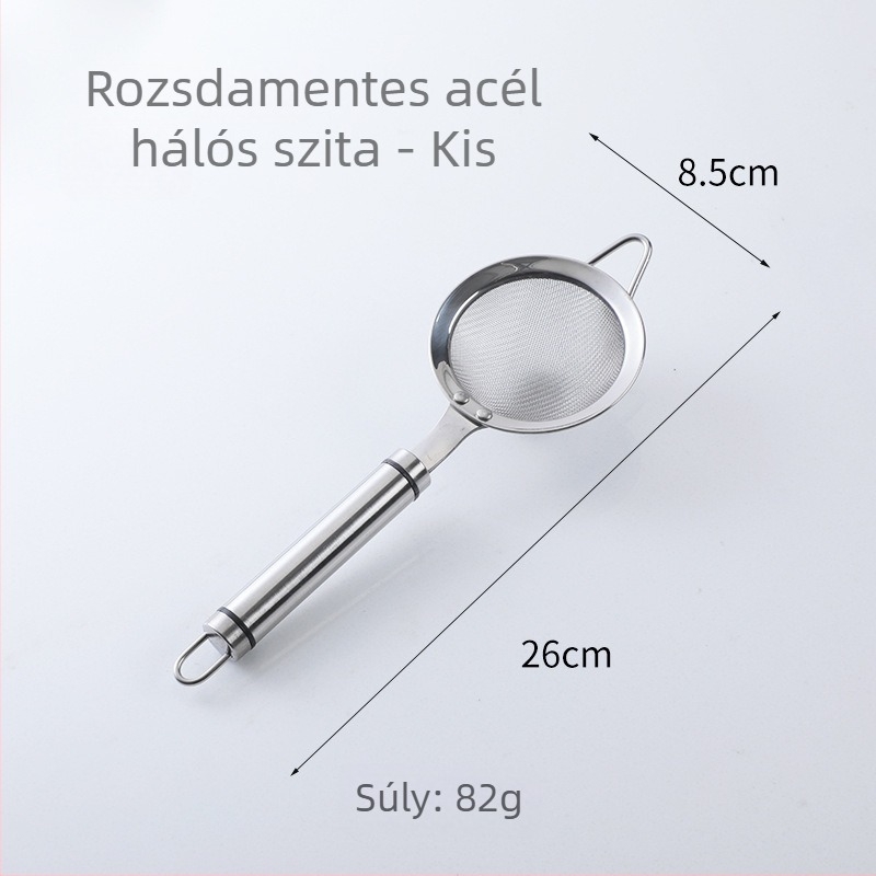 Jialebao – 304 rozsdamentes acél kézi szűrő a gyümölcslé és a szójatej szűrésére, liszt szitáló és sütőkanál funkcióval