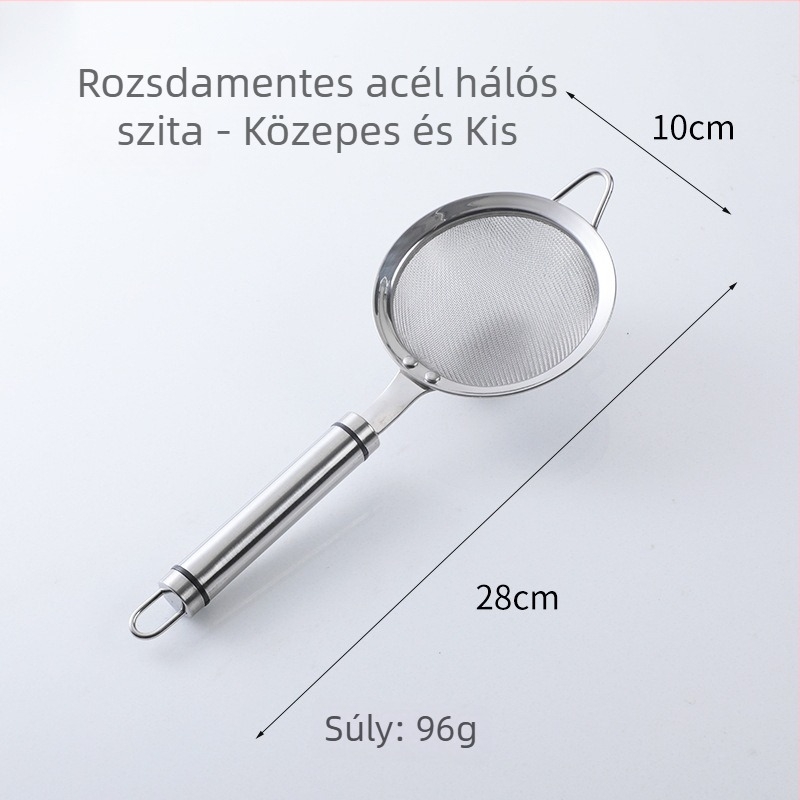 Jialebao – 304 rozsdamentes acél kézi szűrő a gyümölcslé és a szójatej szűrésére, liszt szitáló és sütőkanál funkcióval