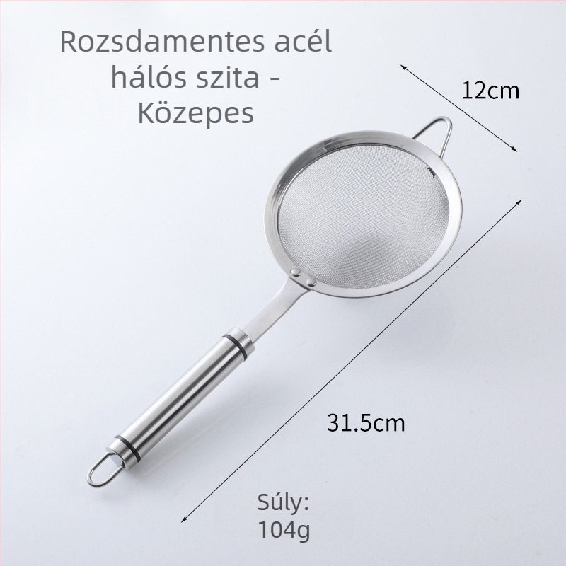 Jialebao – 304 rozsdamentes acél kézi szűrő a gyümölcslé és a szójatej szűrésére, liszt szitáló és sütőkanál funkcióval