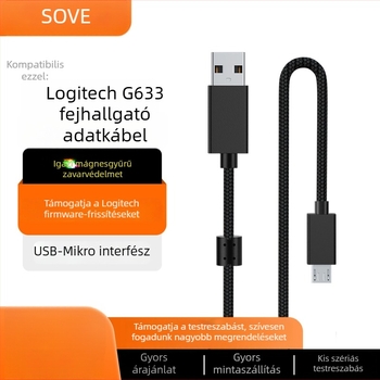 Személyre szabott USB-Micro adat- és töltőkábel Logitech fejhallgatókhoz a G633 sorozatban (G633S, G933S, G635) – Sove su wei