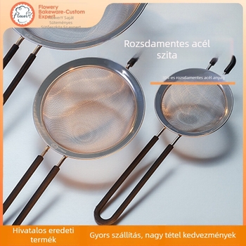 Rozsdamentes acélból készült liszt szitáló, kézi használat, ultrafin háló, modern minimális dizájn