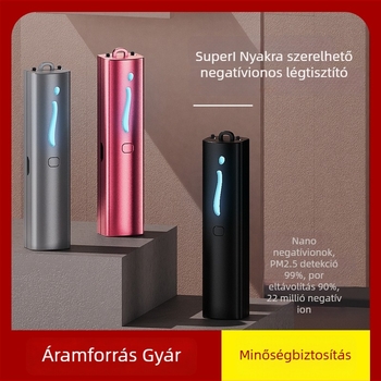 Hordozható nyakba akasztható levegőtisztító negatív ionokkal, szagtalanítás, csendes működés, USB tápegység, 10 m²-ig terület
