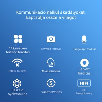 Többnyelvű fordító Androiddal, Bluetooth-támogatással, gombos működés, ABS ház