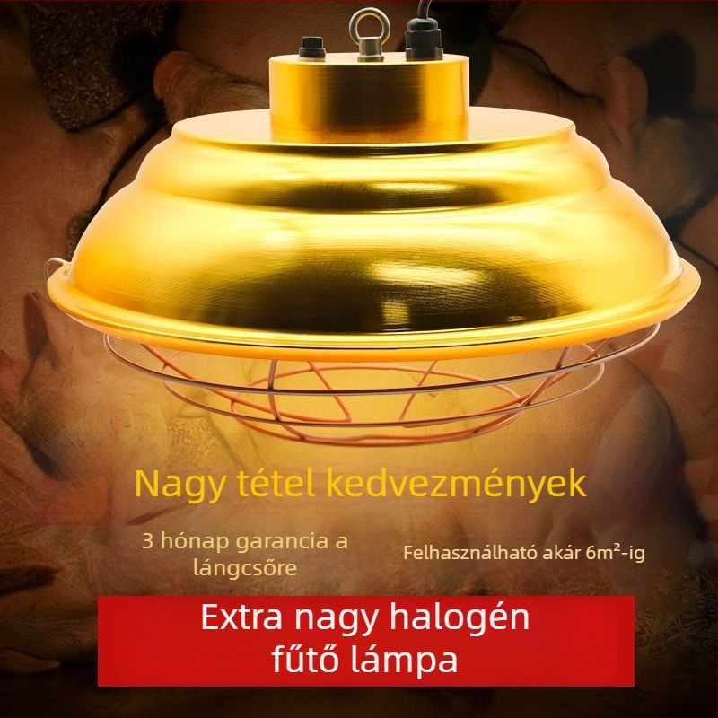Halogén melegítő lámpa sertéstenyésztéshez – robbanásbiztos, ütközésálló, malacok melegítésére szolgáló lámpa, kompozit anyagból készült konstrukció
