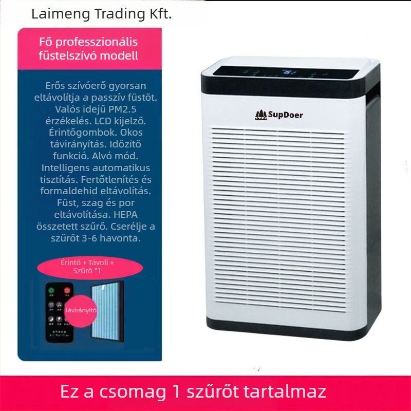 Levegőtisztító dohányzóhelyiségek és irodák számára — Formaldehid eltávolítás, 330 m³/h, ≤36 dB, 10 m² hatókör, Kompozit szűrő