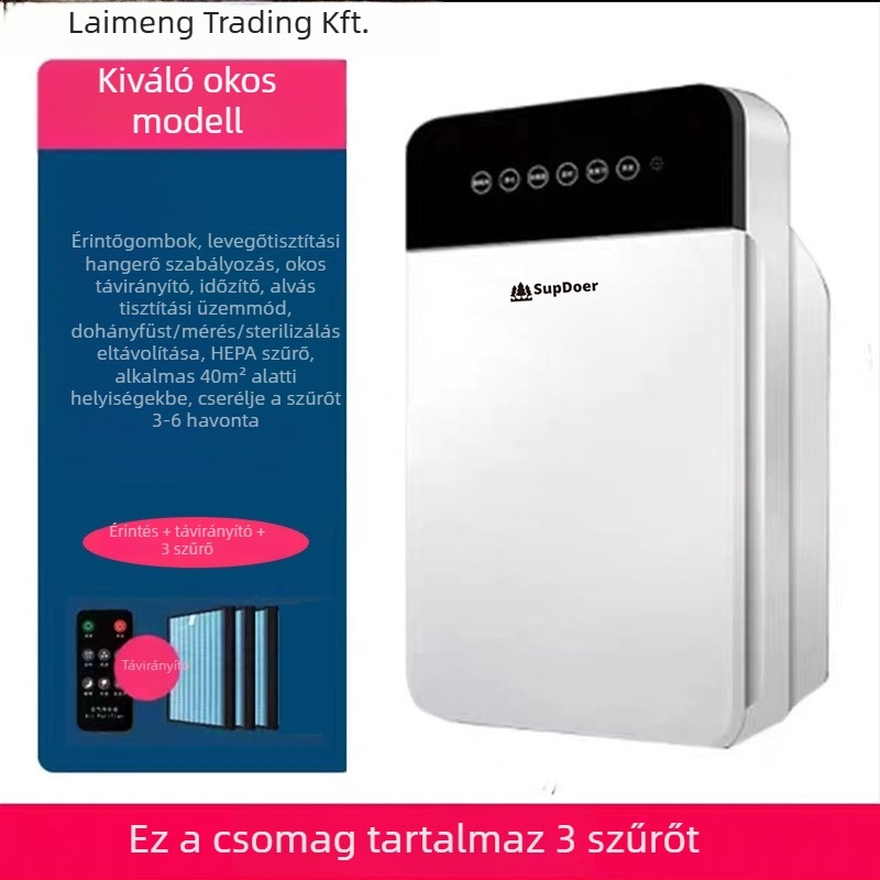 Levegőtisztító dohányzóhelyiségek és irodák számára — Formaldehid eltávolítás, 330 m³/h, ≤36 dB, 10 m² hatókör, Kompozit szűrő