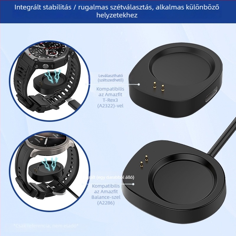 USB töltőbázis Huami Amazfit T-Rex 3-hoz, szétválasztott töltőkábel csatlakozóval, márka Oyu, modell HS-Y011