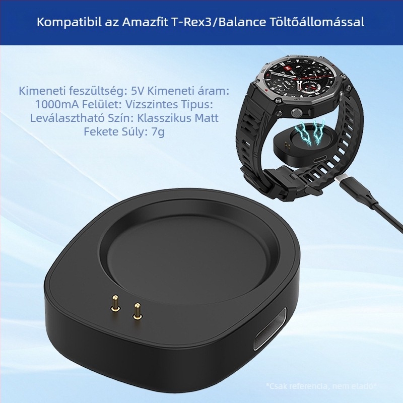 USB töltőbázis Huami Amazfit T-Rex 3-hoz, szétválasztott töltőkábel csatlakozóval, márka Oyu, modell HS-Y011