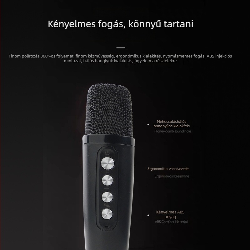 Karaoke Bluetooth hangszóró, hordozható otthoni és kültéri használatra, Bluetooth 5.1; 20W; frekvencia-tartomány 100Hz-20kHz; SNR ≥95dB; IPX4 vízálló
