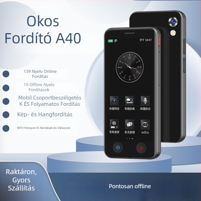 Offline okos fordító valós idejű hangalapú fordítással, szimultán tolmácsolás, többnyelvű támogatás, Bluetooth