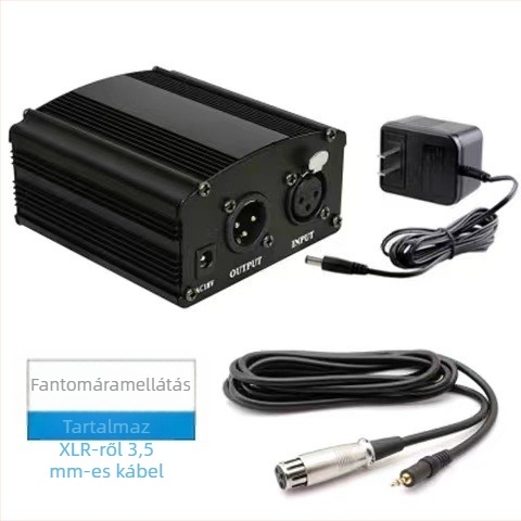 Nagy diafragmájú kondenzátor mikrofon 48V phantom tápegységgel, USB interfész, hangkártya-kompatibilis, hiper-kardioid polaritás