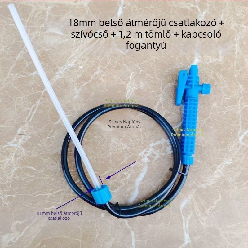 Vállon hordozható permetező, 5 literes kapacitás, légpumpa, leeresztő szelep, permetezőcső