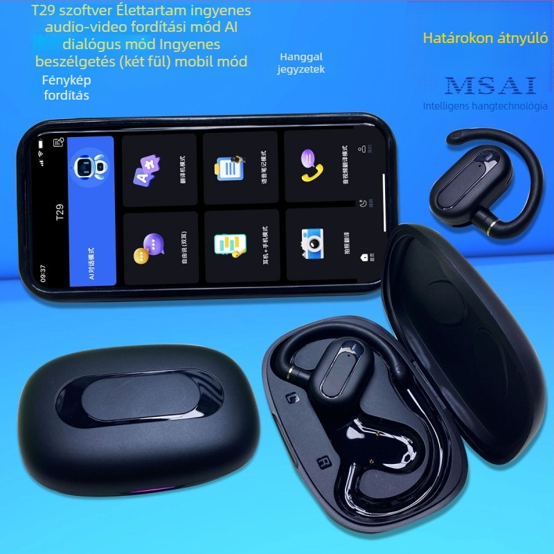 T29 útitár fordító: videó- és hangfordítás, AI párbeszéd mód, offline nyelvi fordítás, fényképfordítás, binaurális fejhallgató