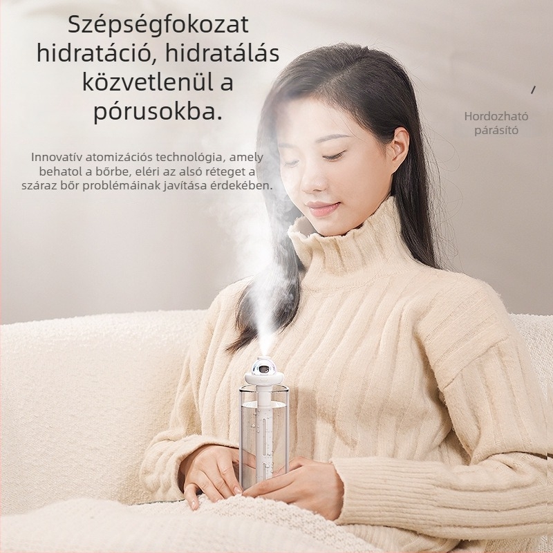 Otthoni hangtalan asztali párásító – 21–30 m², tartály 1,0–2,5 L, 1 köd kijárat, zaj 36–45 dB, USB / száraz elem / beépített tápegység
