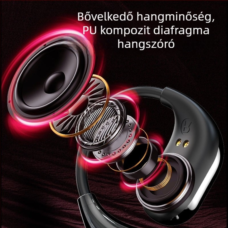 MG7 Vezeték nélküli sport fülhallgató fülrögzítéssel, LCD színes kijelző, AI fordító és szimultán tolmácsolás (Bluetooth 5.4; üzemideje >8 óra; vezeték nélküli töltés; alacsony késleltetés)