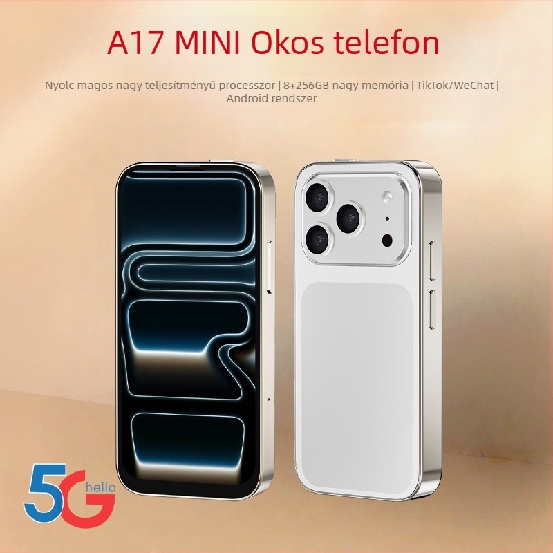 Mini okostelefon 5G, teljes hálózati kompatibilitás, modell A17, diákoknak szánt játékos telefon