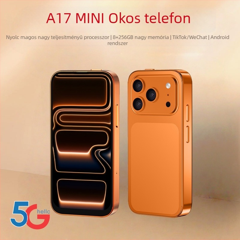 Mini okostelefon 5G, teljes hálózati kompatibilitás, modell A17, diákoknak szánt játékos telefon