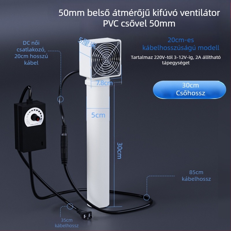 Fúrt nélküli friss levegőventilátor az klíma nyílásához – hálószoba, szag- és formaldehid-eltávolítás, zaj 36–45 dB