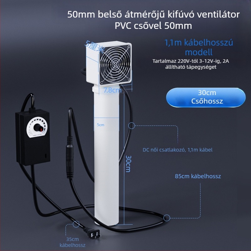 Fúrt nélküli friss levegőventilátor az klíma nyílásához – hálószoba, szag- és formaldehid-eltávolítás, zaj 36–45 dB