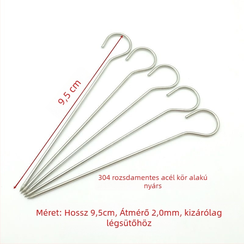 304 rozsdamentes acél függő BBQ nyársak 9 kampóval, újrafelhasználható