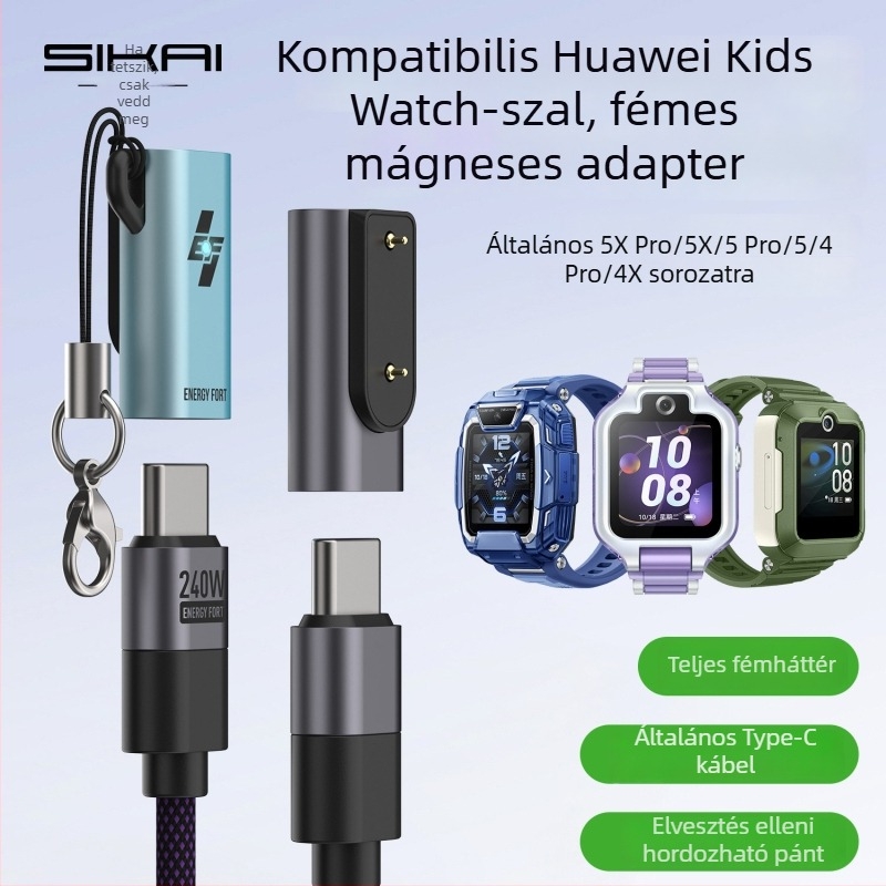 SIKAI Type-C mágneses töltőadapter Huawei gyermekóra 5Xpro/5X/4X/4Pro