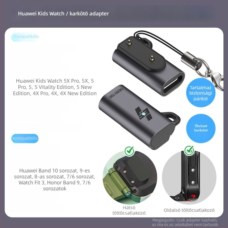 SIKAI Type-C mágneses töltőadapter Huawei gyermekóra 5Xpro/5X/4X/4Pro