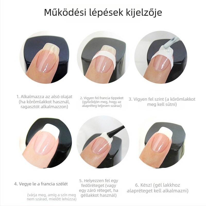 Köröm művészeti matricák készlet: francia manikűr, mosolygó minták és hullámvonalak; három az egyben köröm matricák, alumínium-oxid anyag, alapcsomagolás