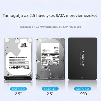 2,5 hüvelykes SATA külső ház USB-C 3.2 Gen1, 5 Gbps, 8 TB-ig, PC+ABS