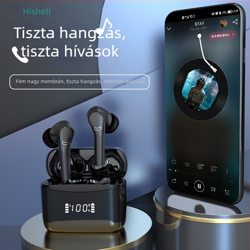 hishell j5 Pro Bluetooth fordító fejhallgató hangalapú párbeszéd-fordítással, többnyelvű támogatás, 10 m vezeték nélküli hatótávolság, érintéses vezérlés