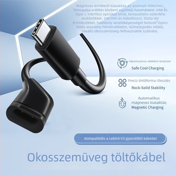 Rayneo V3 Slim mágneses töltőhöz tartozó töltőkábel Thunderbird okos szemüvegekhez, V3 AI szemüvegekhez felvételhez