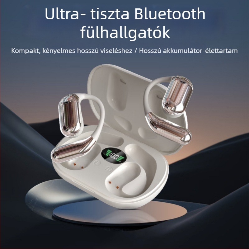 Nyílt fülű Bluetooth fejhallgató érintőképernyővel, digitális kijelző, Bluetooth 5.4, 8 órás üzemidő