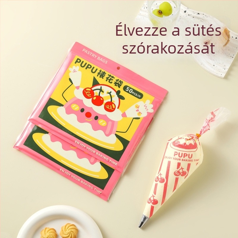 Tortadíszítő tasak díszítőcsövekkel, bababarát élelmiszer-minőségű anyagok, vastagodott egyszer használatos sütőeszköz