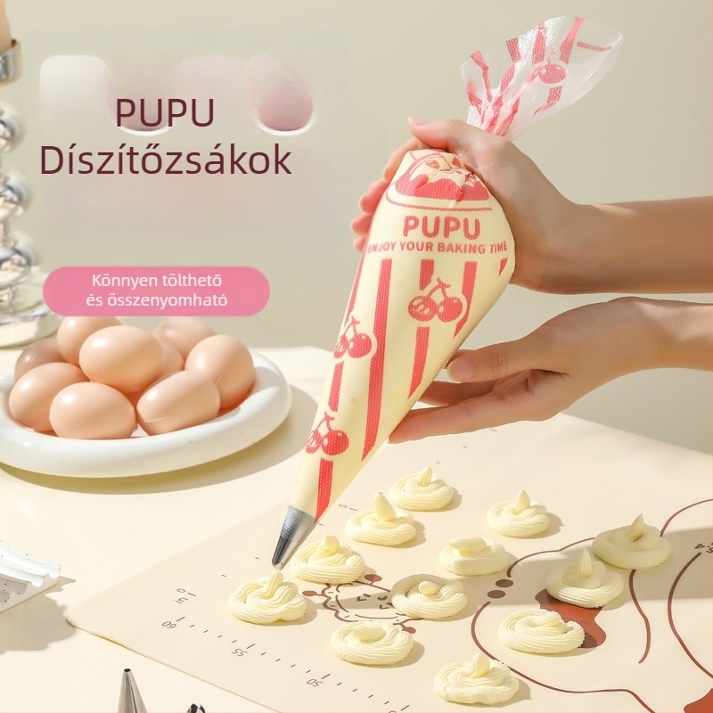 Tortadíszítő tasak díszítőcsövekkel, bababarát élelmiszer-minőségű anyagok, vastagodott egyszer használatos sütőeszköz