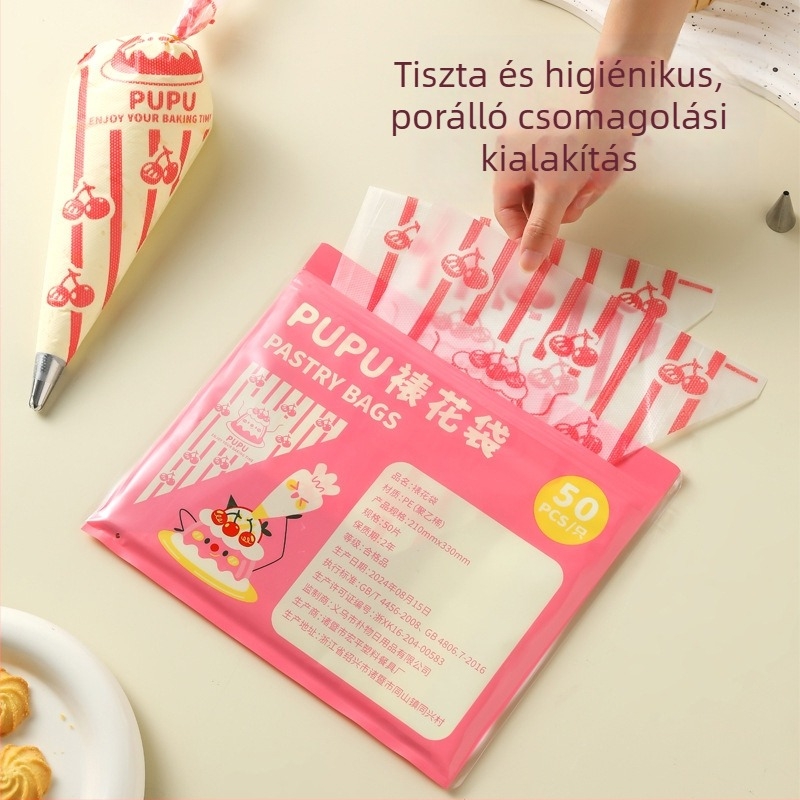 Tortadíszítő tasak díszítőcsövekkel, bababarát élelmiszer-minőségű anyagok, vastagodott egyszer használatos sütőeszköz