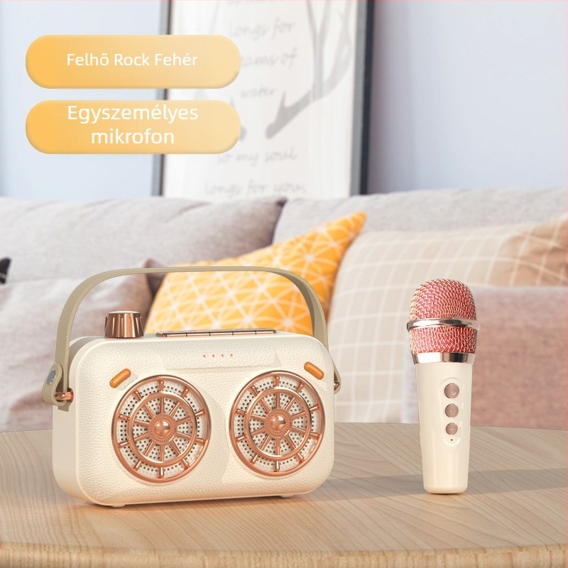Vezeték nélküli Bluetooth karaoke hangszóró beépített mikrofonnal – hordozható all-in-one hangrendszer, 10W, Bluetooth 5.0, 150Hz-20kHz, 10m hatótáv