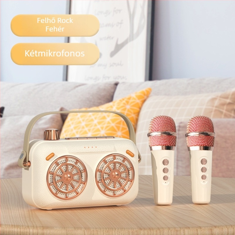 Vezeték nélküli Bluetooth karaoke hangszóró beépített mikrofonnal – hordozható all-in-one hangrendszer, 10W, Bluetooth 5.0, 150Hz-20kHz, 10m hatótáv