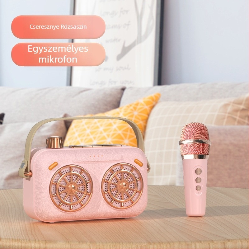 Vezeték nélküli Bluetooth karaoke hangszóró beépített mikrofonnal – hordozható all-in-one hangrendszer, 10W, Bluetooth 5.0, 150Hz-20kHz, 10m hatótáv