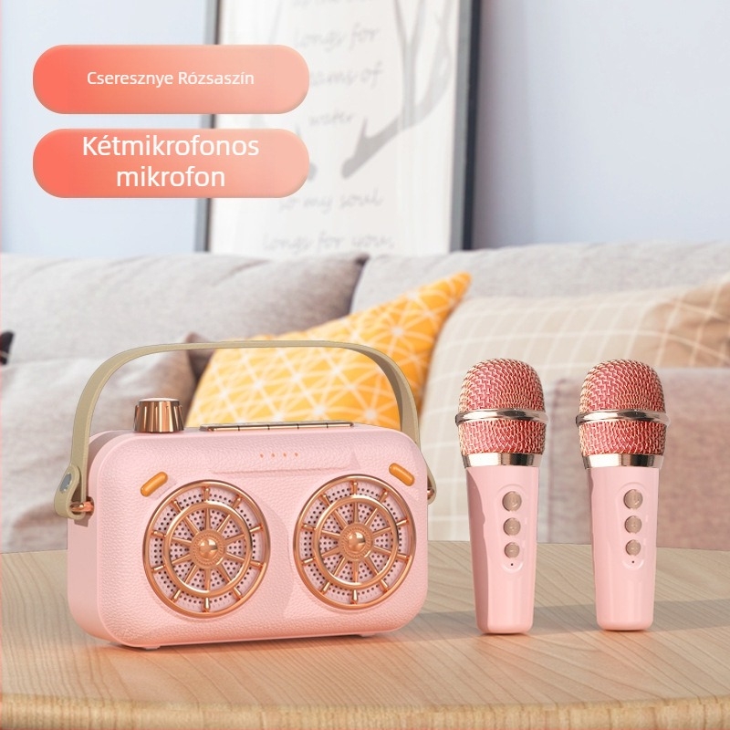 Vezeték nélküli Bluetooth karaoke hangszóró beépített mikrofonnal – hordozható all-in-one hangrendszer, 10W, Bluetooth 5.0, 150Hz-20kHz, 10m hatótáv
