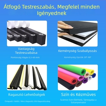 Öntapadó EVA tömítőszalag hátoldali ragasztóval, ajtókhoz és ablakokhoz, habos hangszigetelés és lengéscsillapítás, anyag EVA, sűrűség 25-80, vastagság 0.5-60